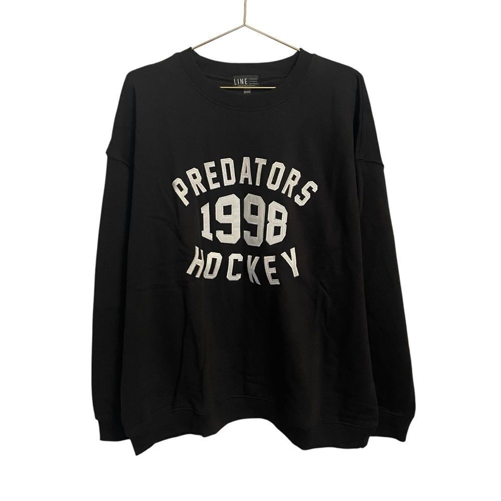 LINE CHANGE Nashville Predators Sweatshirt Nostalgic Crew Black 2XL NWT
